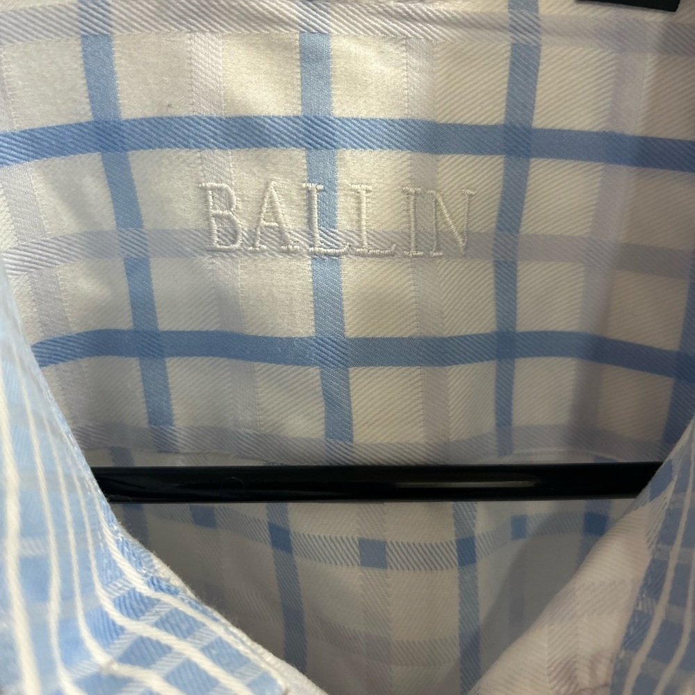 Ballin Men's Blue/White Plaid Dress Shirt Long Sleeve Size‎ XL - Picture 2 of 3